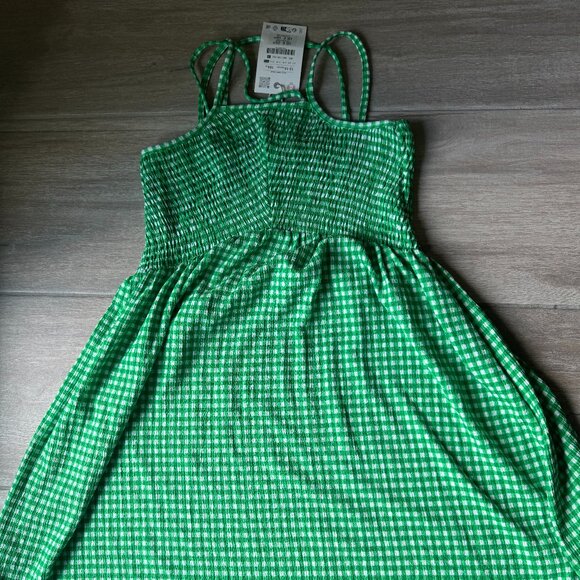 Zara Green Checkered Dress (NWT), Girls Size 13-14 - Picture 1 of 4